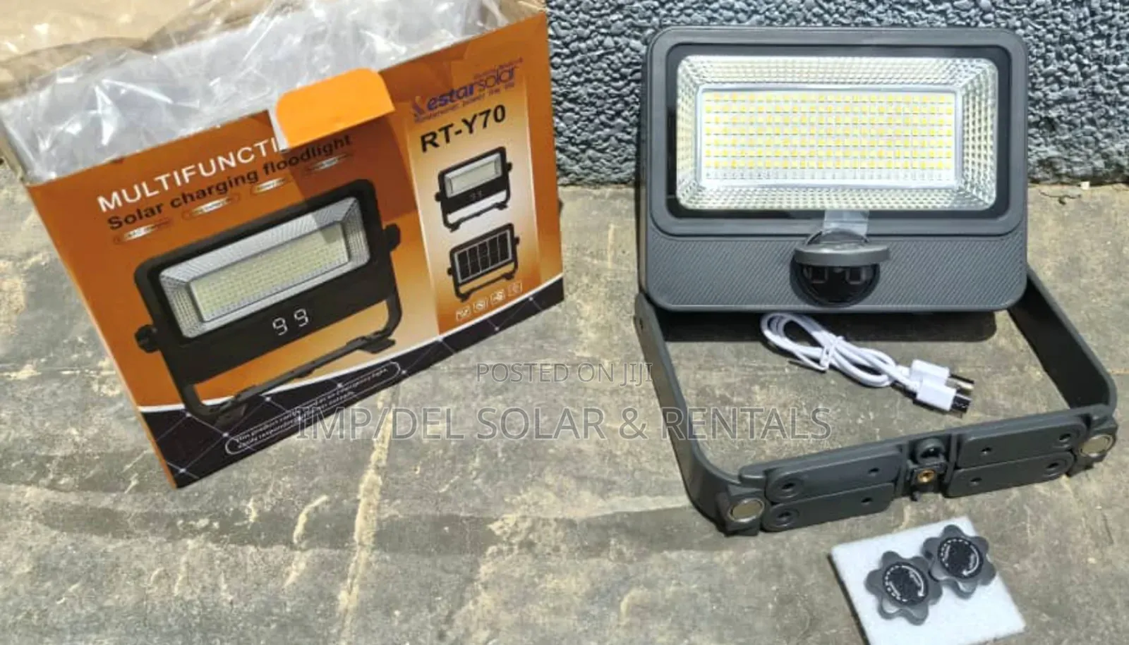 70w Multifunctional Solar Charging Floodlight With Solar Panel Led