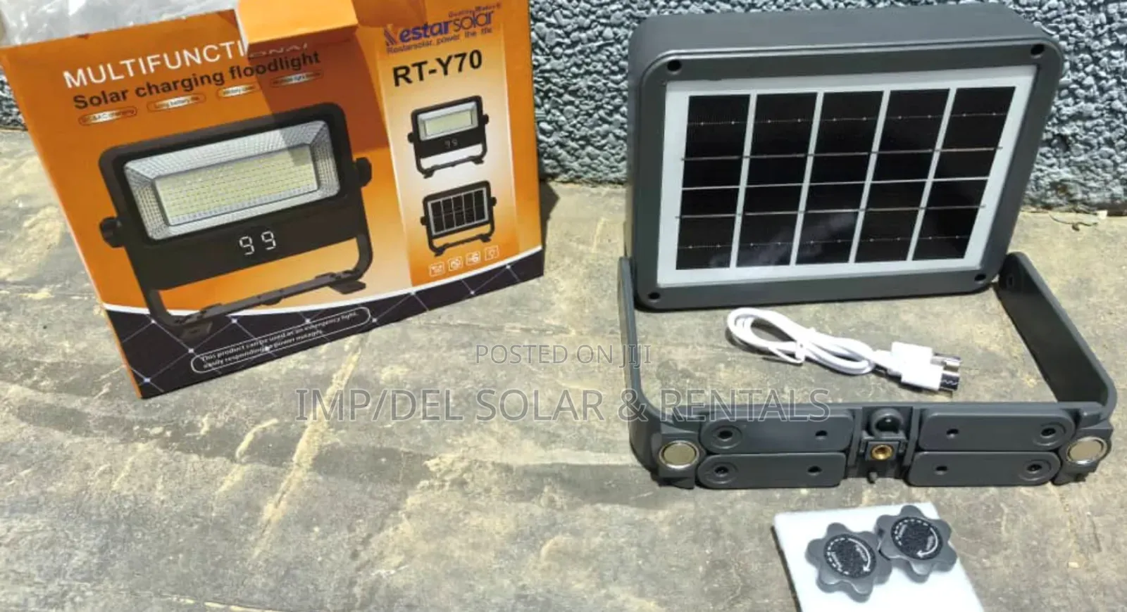 70w Multifunctional Solar Charging Floodlight With Solar Panel Led
