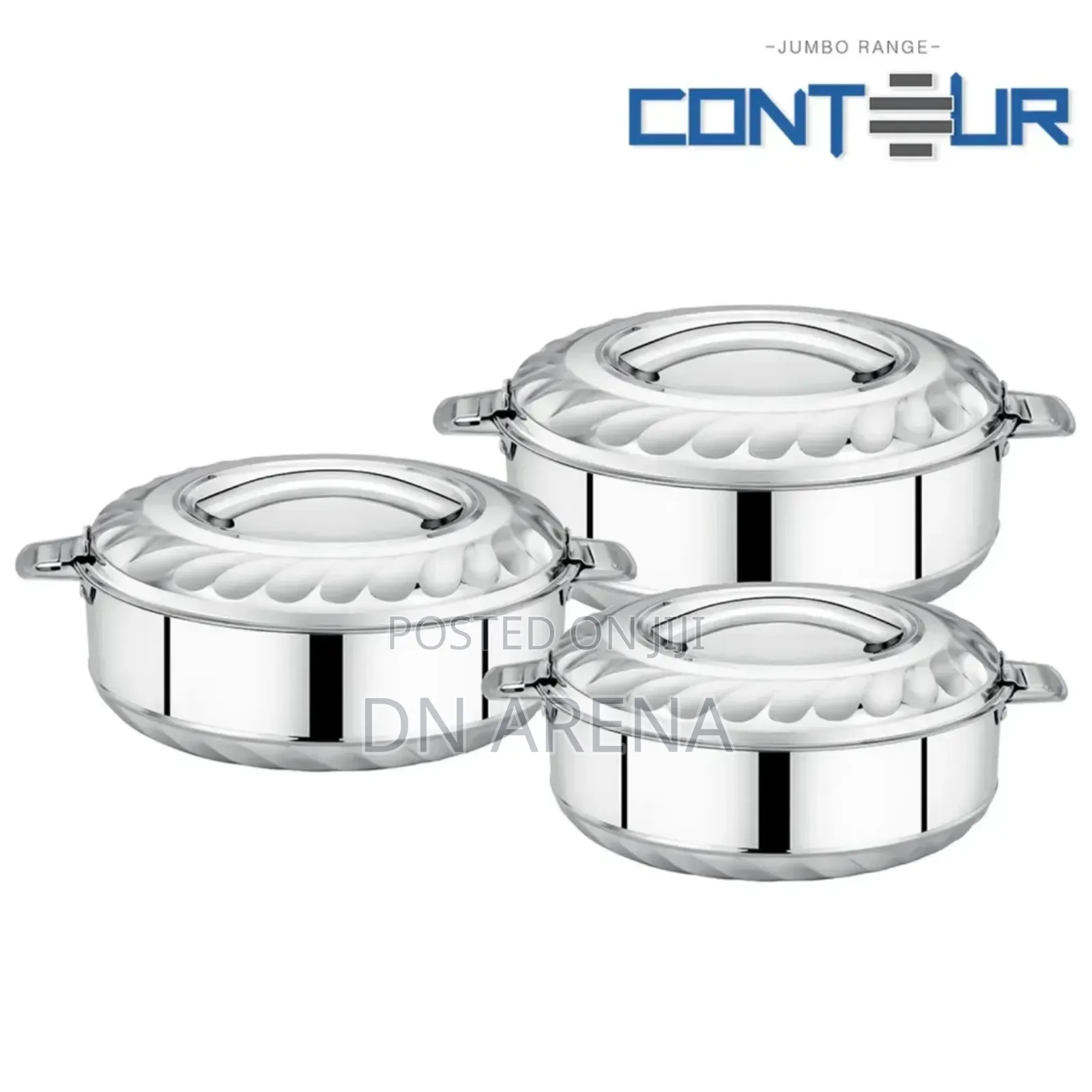 Sq Professional 3pc Jumbo Contour Insulated Hot Pot Set 20l, 15l, 10l