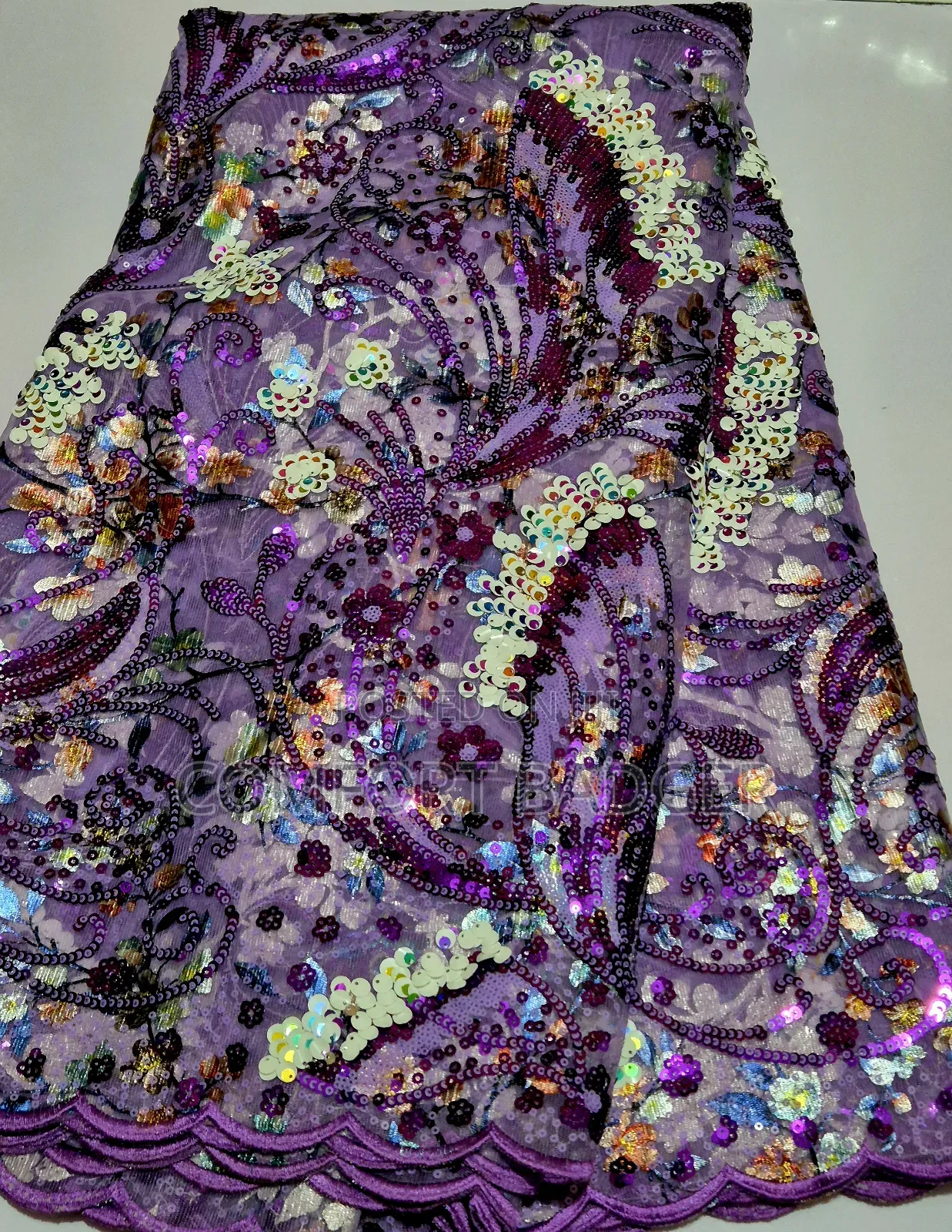 Purple Lace With Multi Coloured Sequin