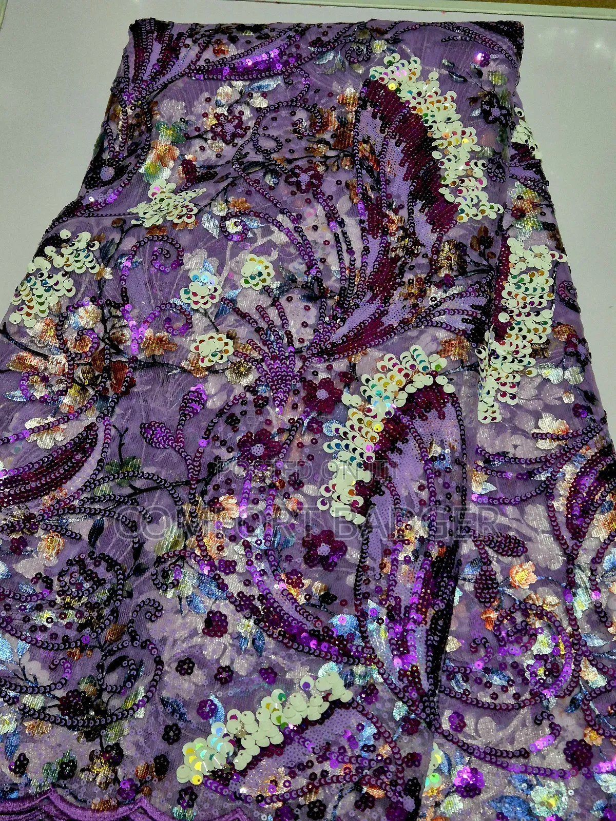 Purple Lace With Multi Coloured Sequin