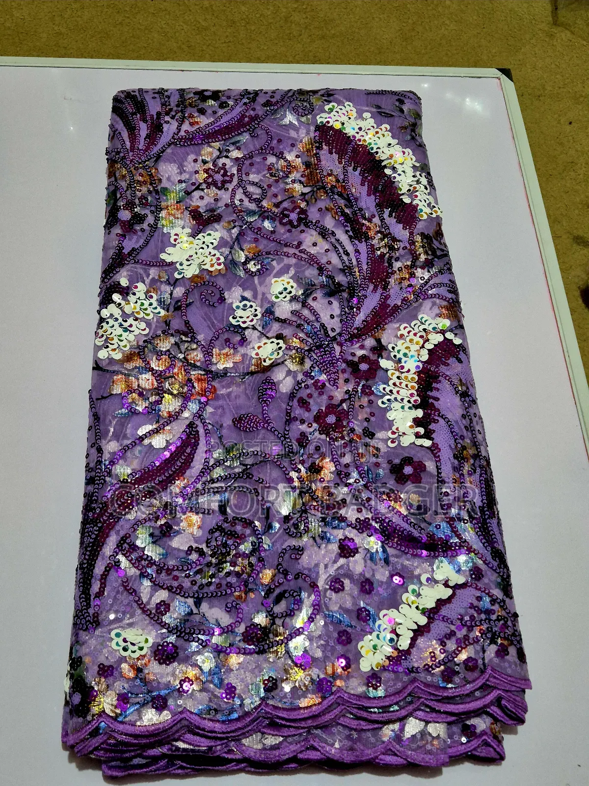 Purple Lace With Multi Coloured Sequin