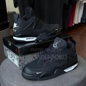 Air Jordan 4 Black Leather Print Sneaker