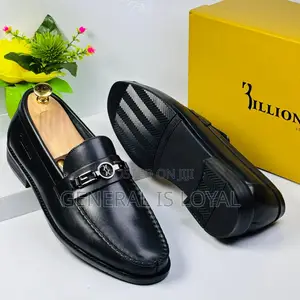 Billionaire Black Leather Penny Loafers Shoe
