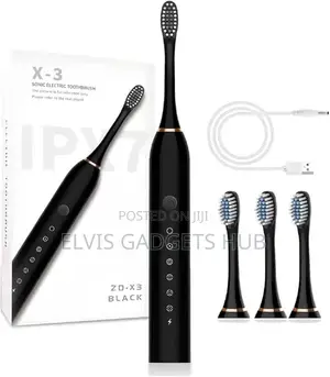 X3 Sonic Electric Toothbrush Ipx-7 Water Resistant With 4 Brushes