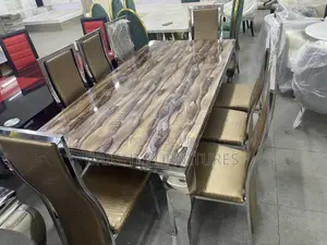 High Quality Marble Top 8 Seater Dining Table With Chairs
