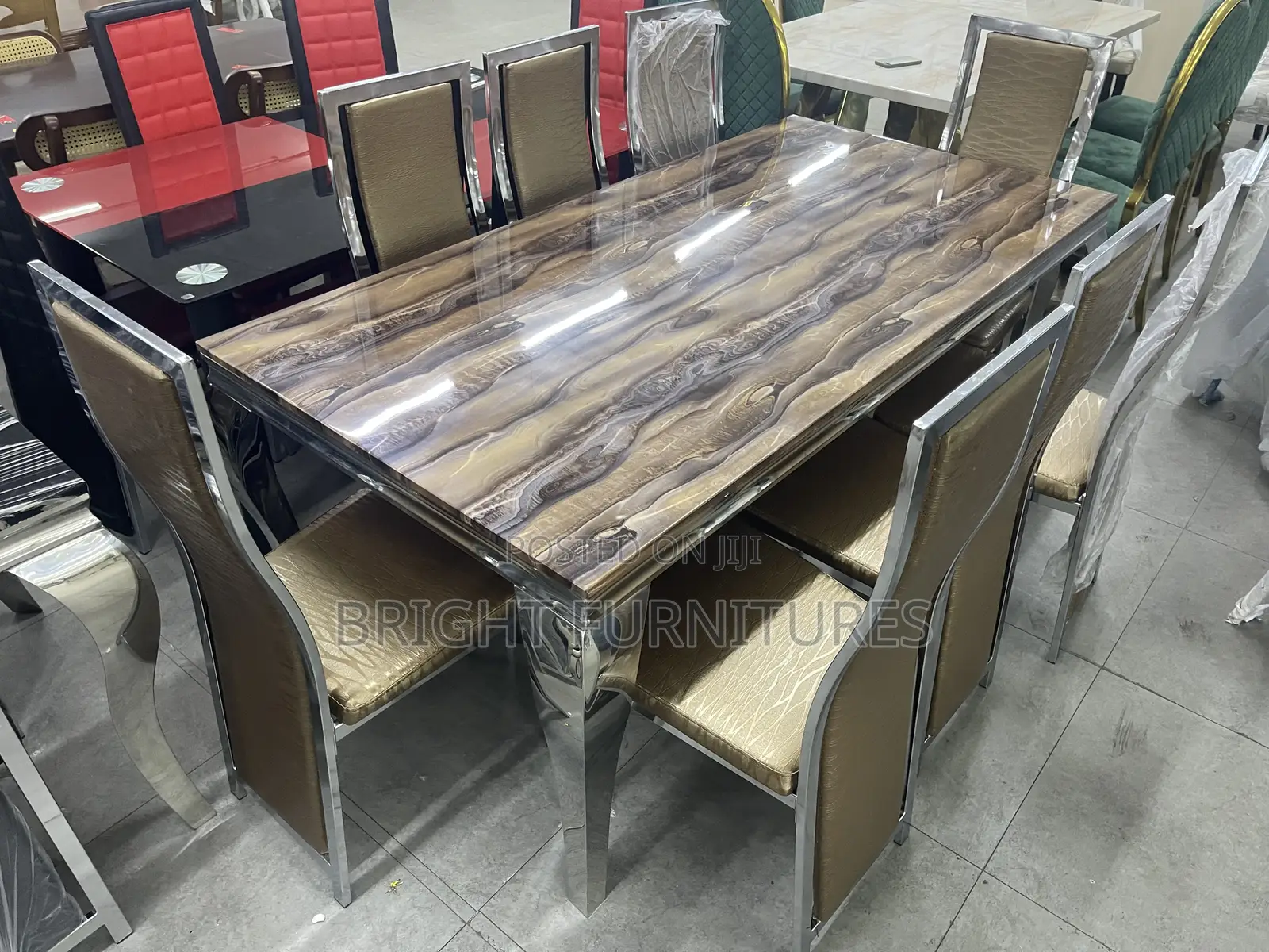 High Quality Marble Top 8 Seater Dining Table With Chairs