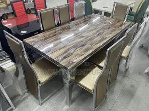 High Quality Marble Top 8 Seater Dining Table With Chairs