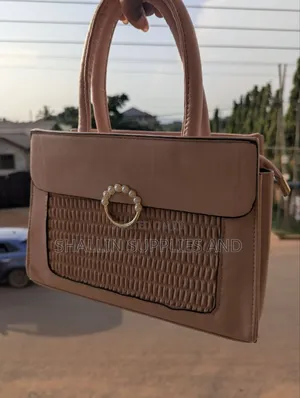 Elegant Nude Mini Handbag With Pearl Ring Clasp Ruched Detail