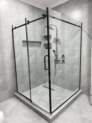 L-shaped Custom Slide Shower Enclosure.