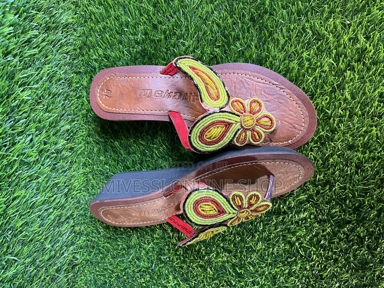 Beaded African Wedge Slippers