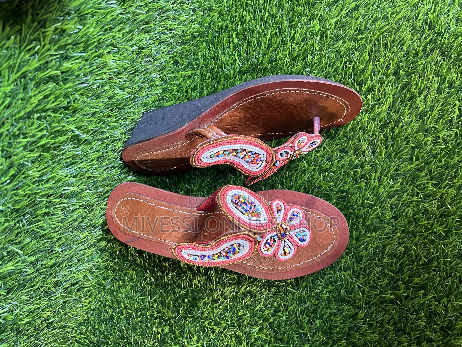 Beaded African Wedge Slippers