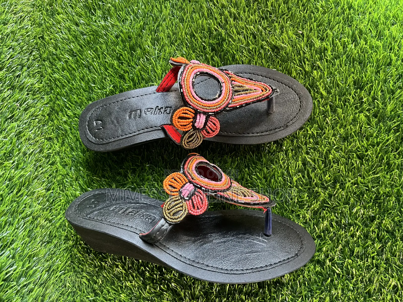Beaded African Wedge Slippers