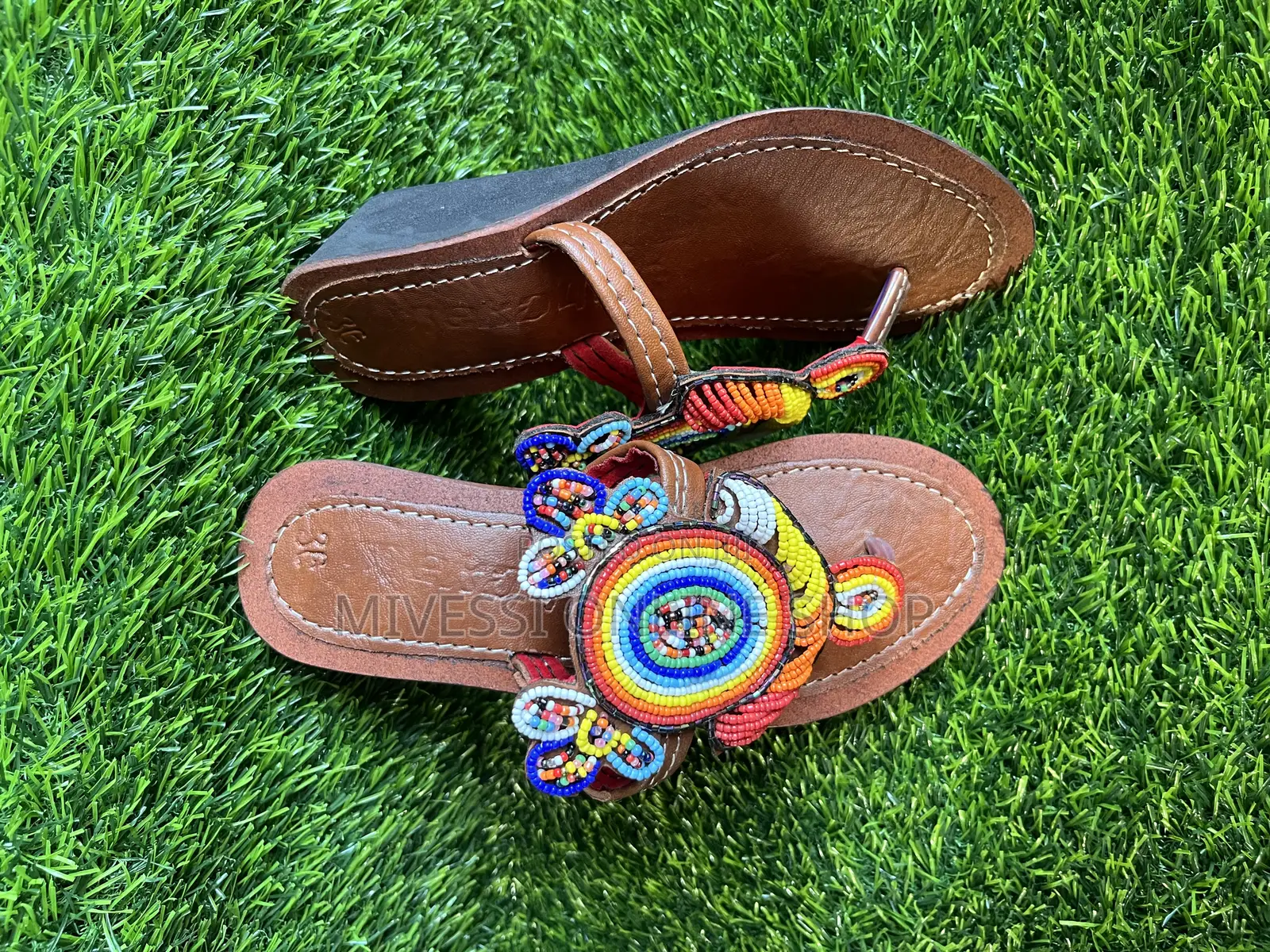 Beaded African Wedge Slippers