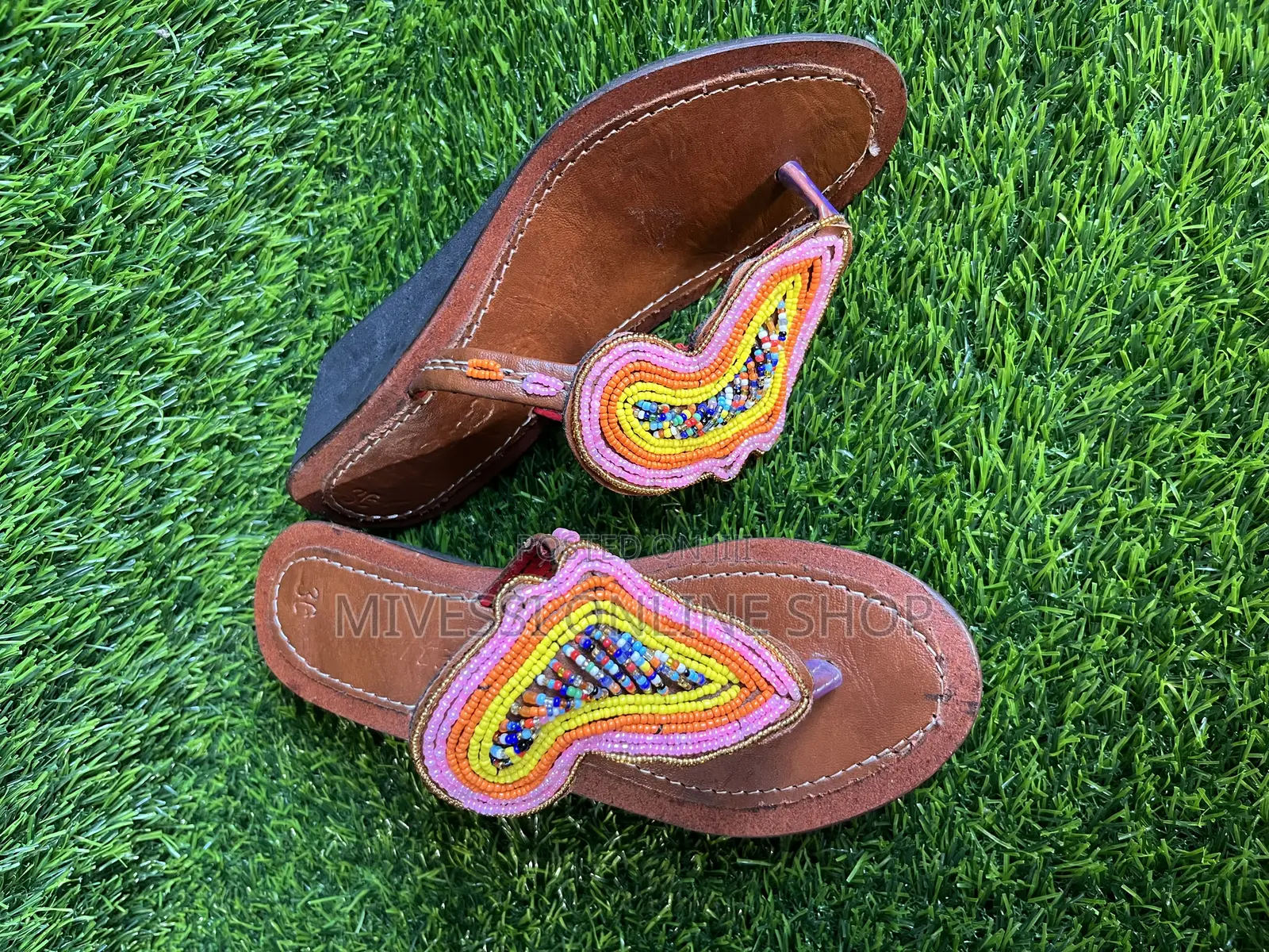 Beaded African Wedge Slippers