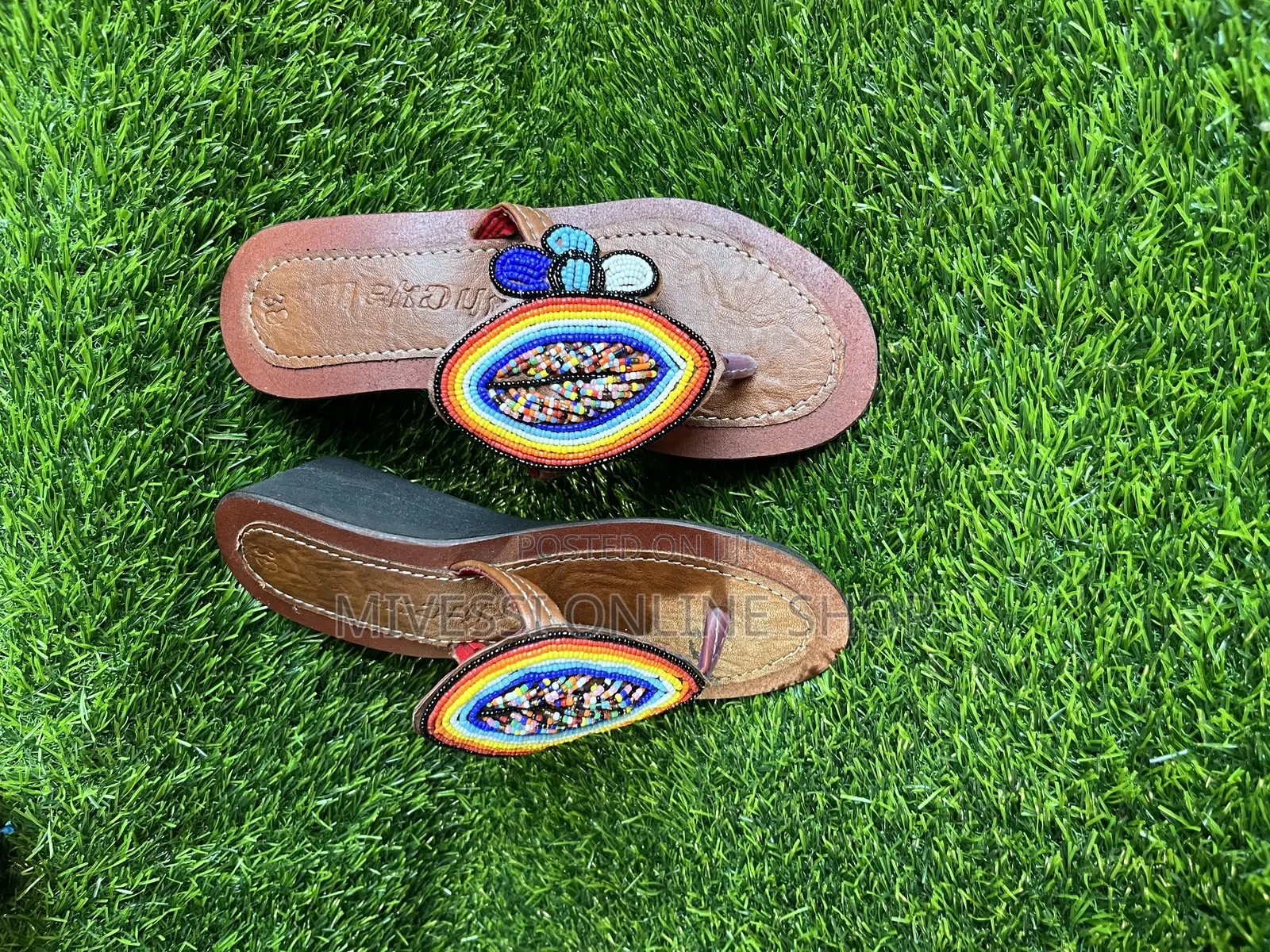 Beaded African Wedge Slippers