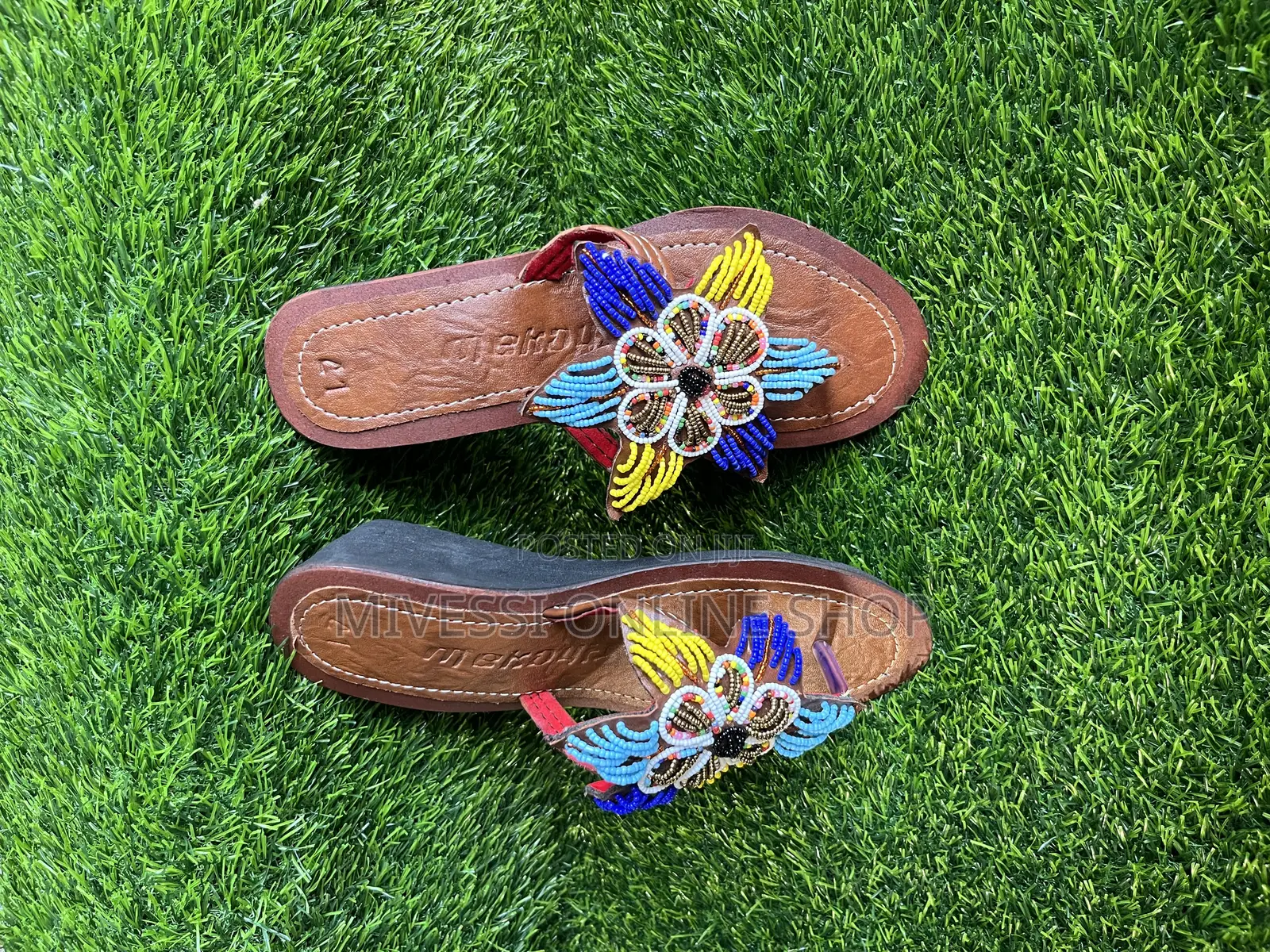 Beaded African Wedge Slippers
