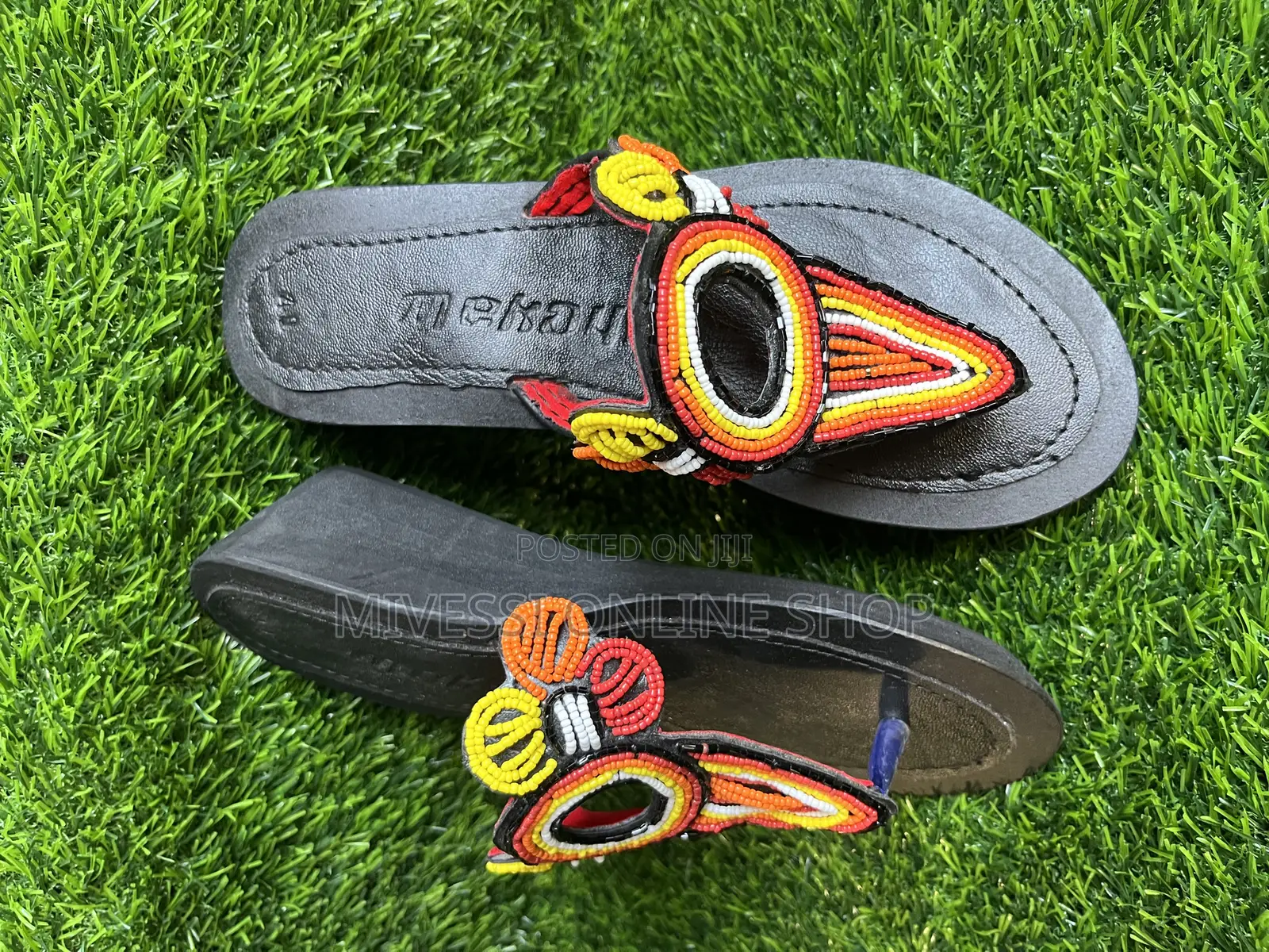 Beaded African Wedge Slippers