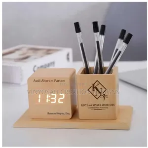 Wooden Table Clock With Branding