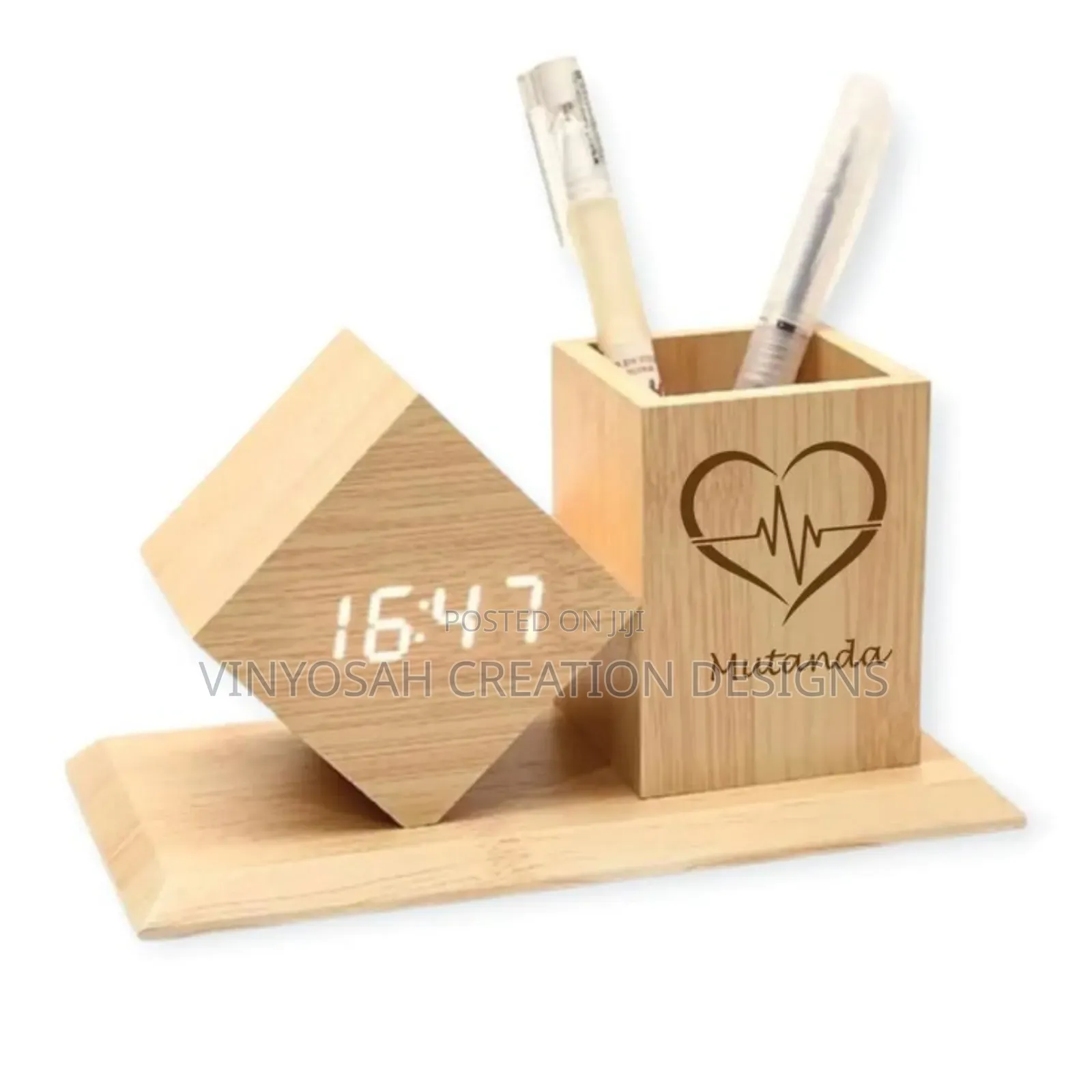 Wooden Table Clock With Branding