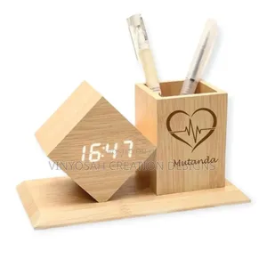 Wooden Table Clock With Branding