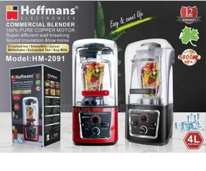 Hoffmans 4l Commercial Soundproof Blender-Black/Red Color .5800watt