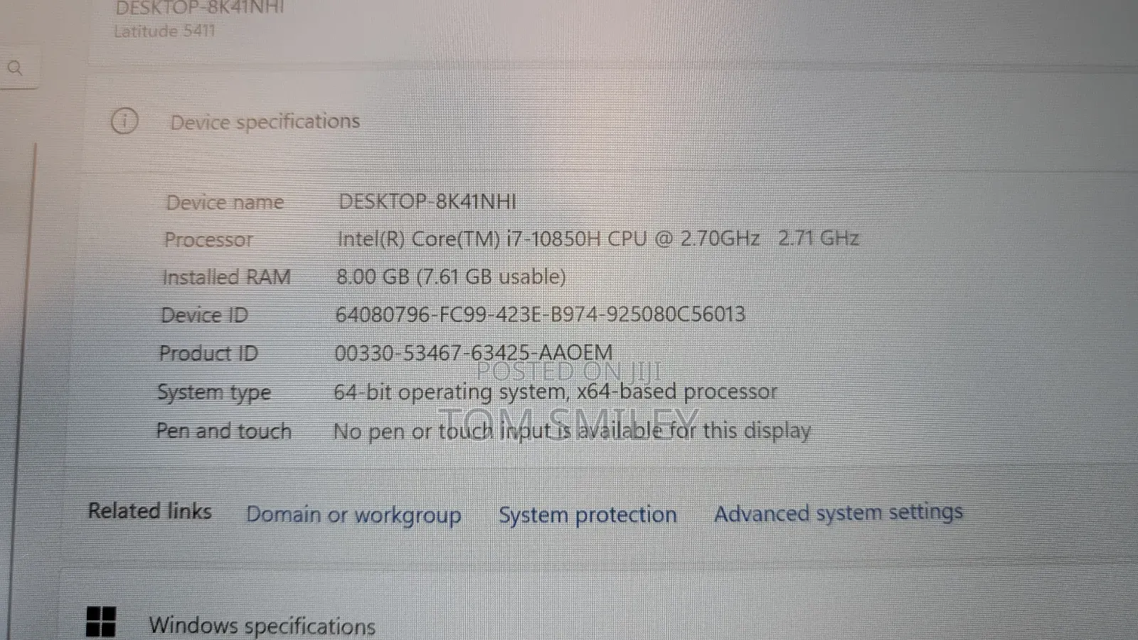 Laptop Dell Latitude 5411 8GB Intel Core i7 SSD 256GB
