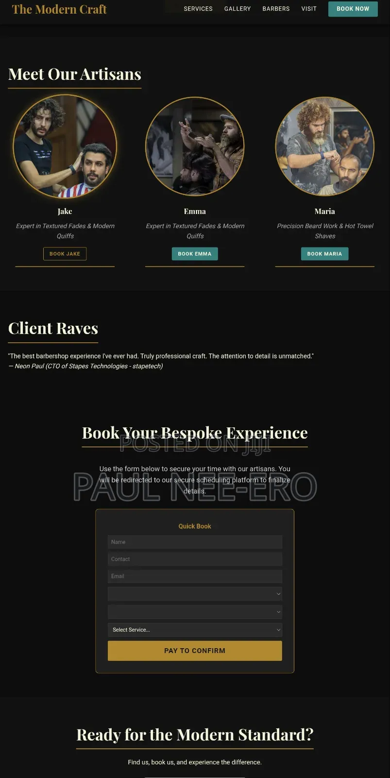 Barbering and Hair Salon Booking and Payment Website + Mobile App