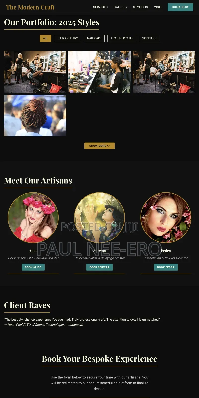 Barbering and Hair Salon Booking and Payment Website + Mobile App
