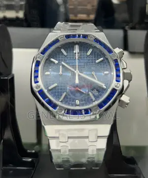 Audemars Piguet Royal Oak Chrono White Gold Sapphire Gem-Set Bezel.