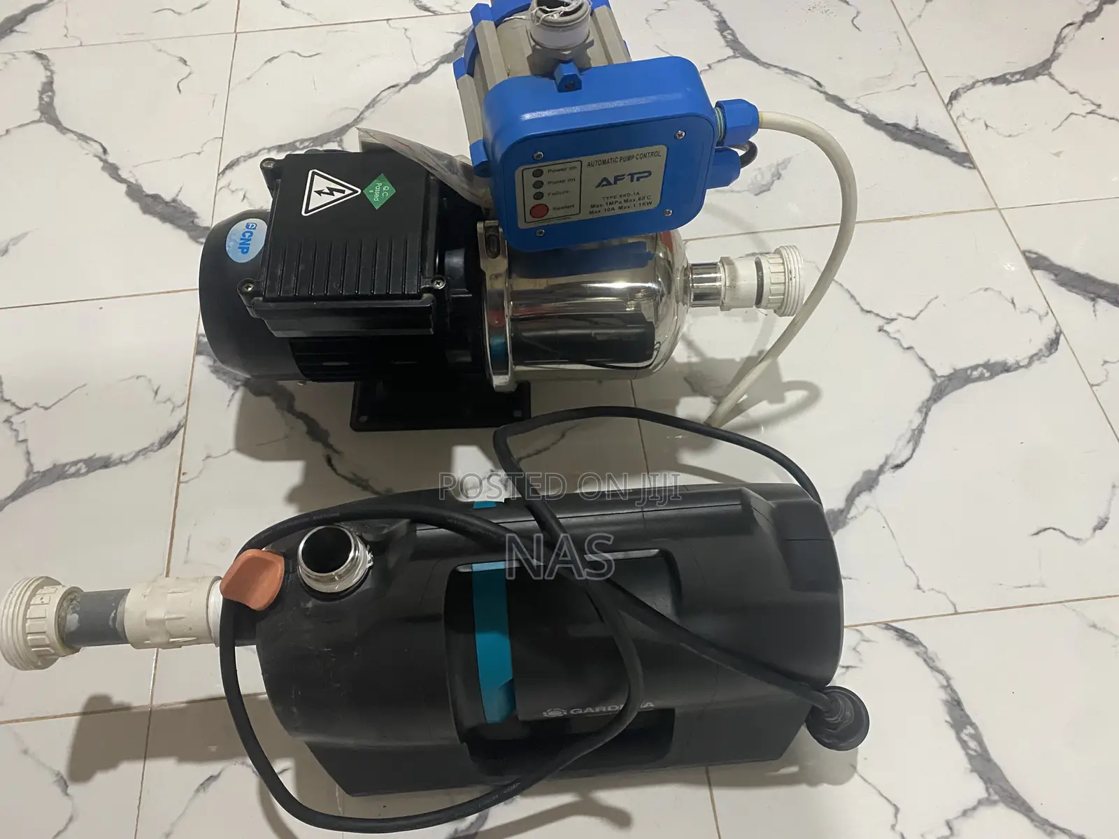 A CNP 0.55 Kw Complete and a Gardena Pump for Sale.