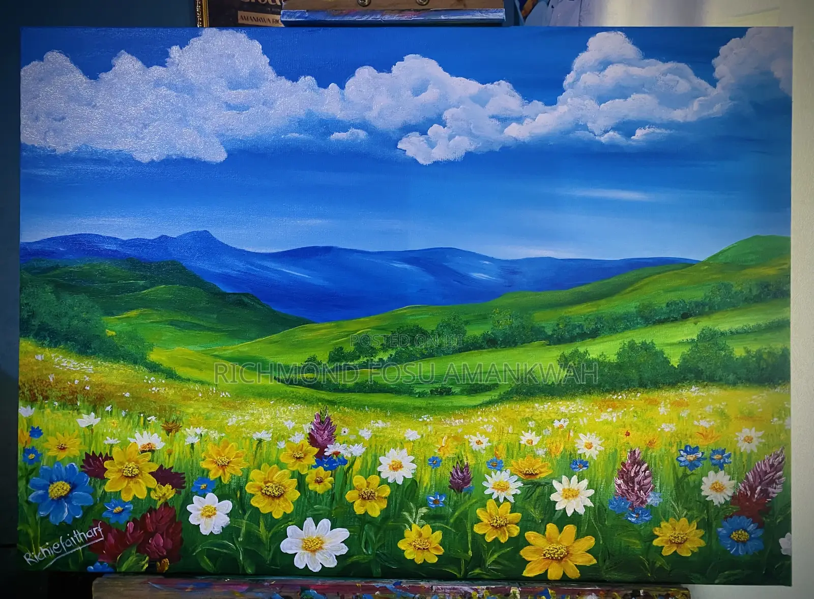 Floral Landscape Painting With Acrylic