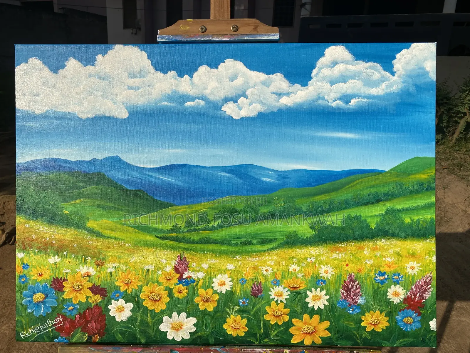 Floral Landscape Painting With Acrylic