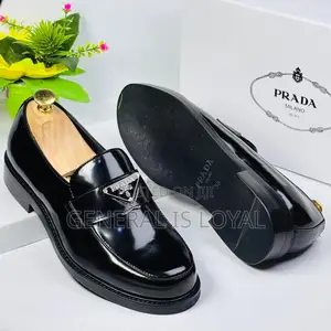 Prada Black Brushed Leather Loafers