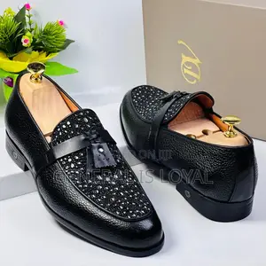 Dino Verratti Men's Black Leather Tassel Loafers