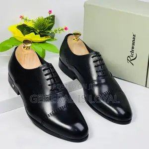 Richwanaz Men's Black Leather Formal Oxford Shoes