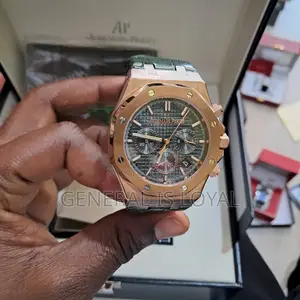 Audemars Piguet Royal Oak Chrono Rose Gold Green Dial Leather Watch