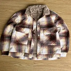 Sherpa-lined Plaid Shirt Jacket