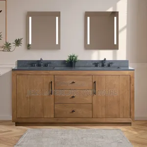 Double Sink Bathroom Vanity With Black Limestone Top