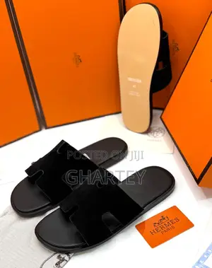 Hermes Quality Luxury Men’S Slippers Suede Upper Black