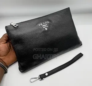 Premium Leather Clutch Bag – Black