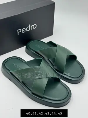 Pedro Green Icon Leather Slip-on Sandals/Slippers