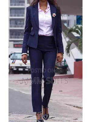 Quality 2-Piece Ladies Official Trousers Suit in Blue-Black