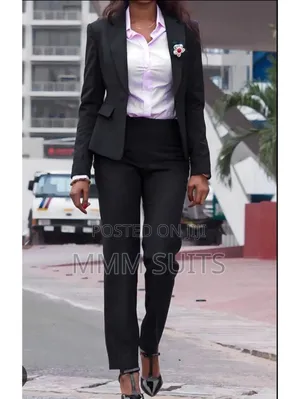 Quality 2-Piece Official Ladies Trousers Suit in Black