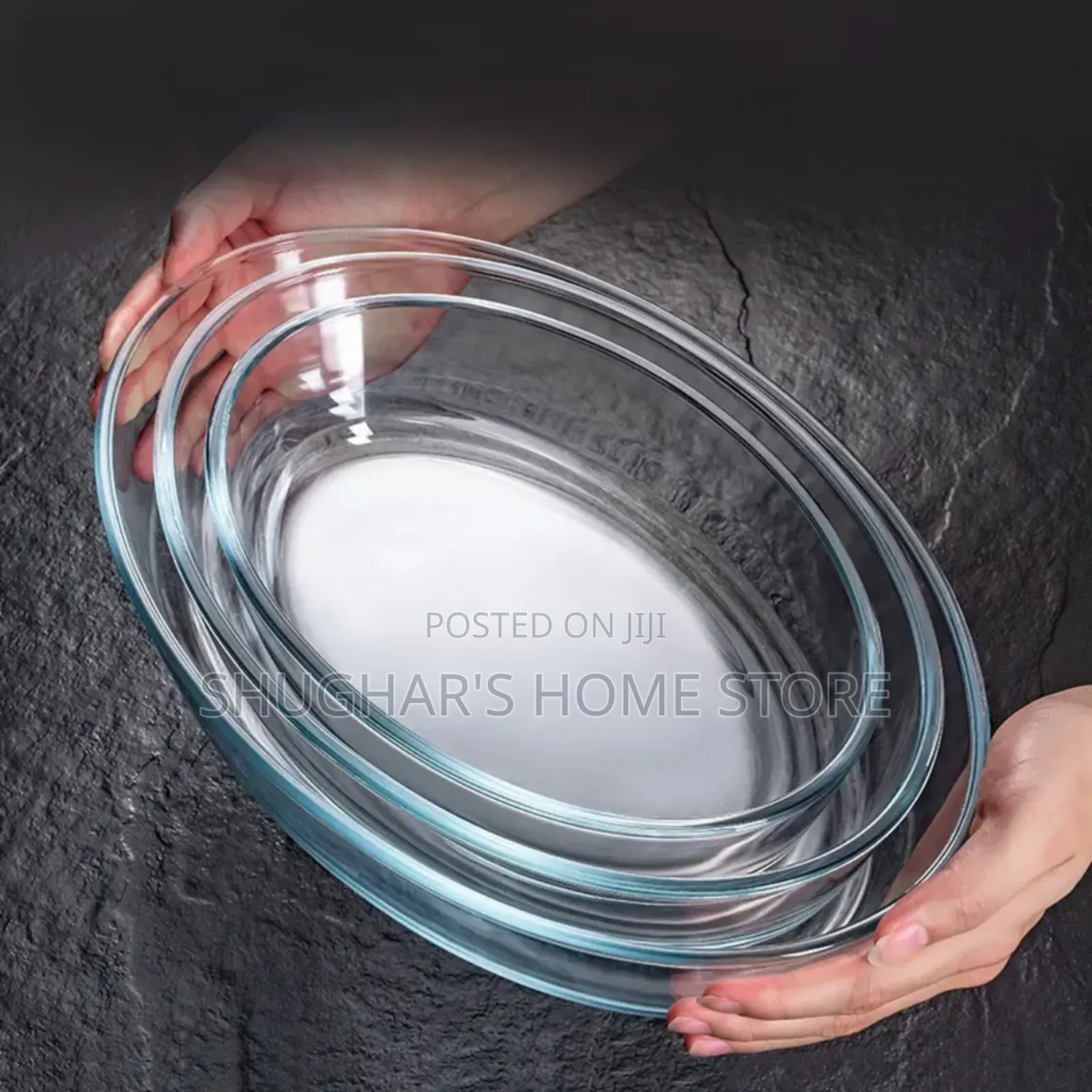 3pcs Set Oval Glass Bowls/ Baking Trays