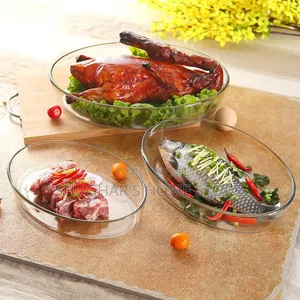 3pcs Set Oval Glass Bowls/ Baking Trays
