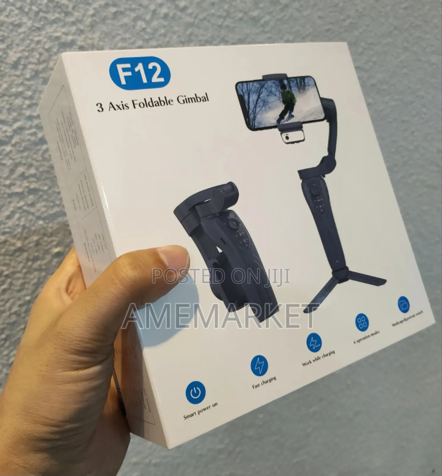 3-Axis Gimbal Stabilizer for iPhone, Android Ai Face Tracking - F12