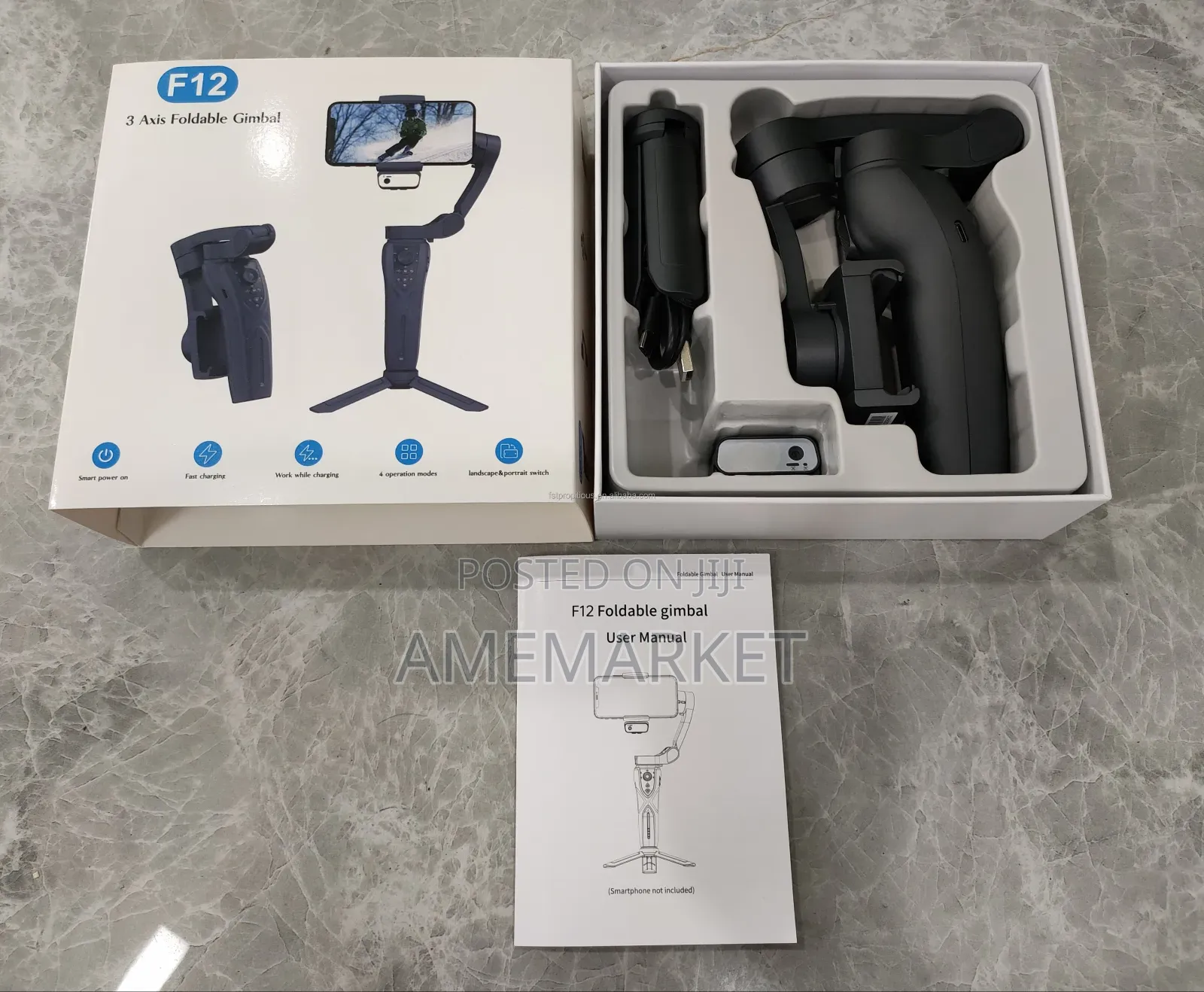 3-Axis Gimbal Stabilizer for iPhone, Android Ai Face Tracking - F12