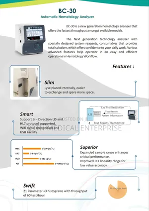 Hematology Analyzer Mindray ( Bc-30 3parts)