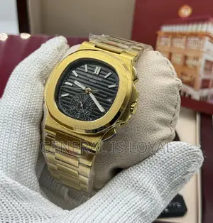 Patek Philippe Nautilus Chronograph Gold Black Dial Watch